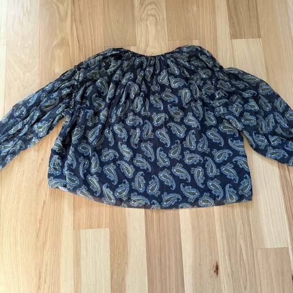 Unsubscribe Blue Paisley Women's Top 100% Silk Long Sleeve Size 12 - Picture 12 of 15